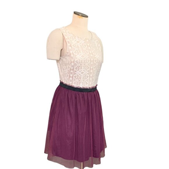 Speechless Lace & Tulle-Skirt Retro Party Dress Burgundy Skirt Sz 13 #138B - Picture 8 of 10